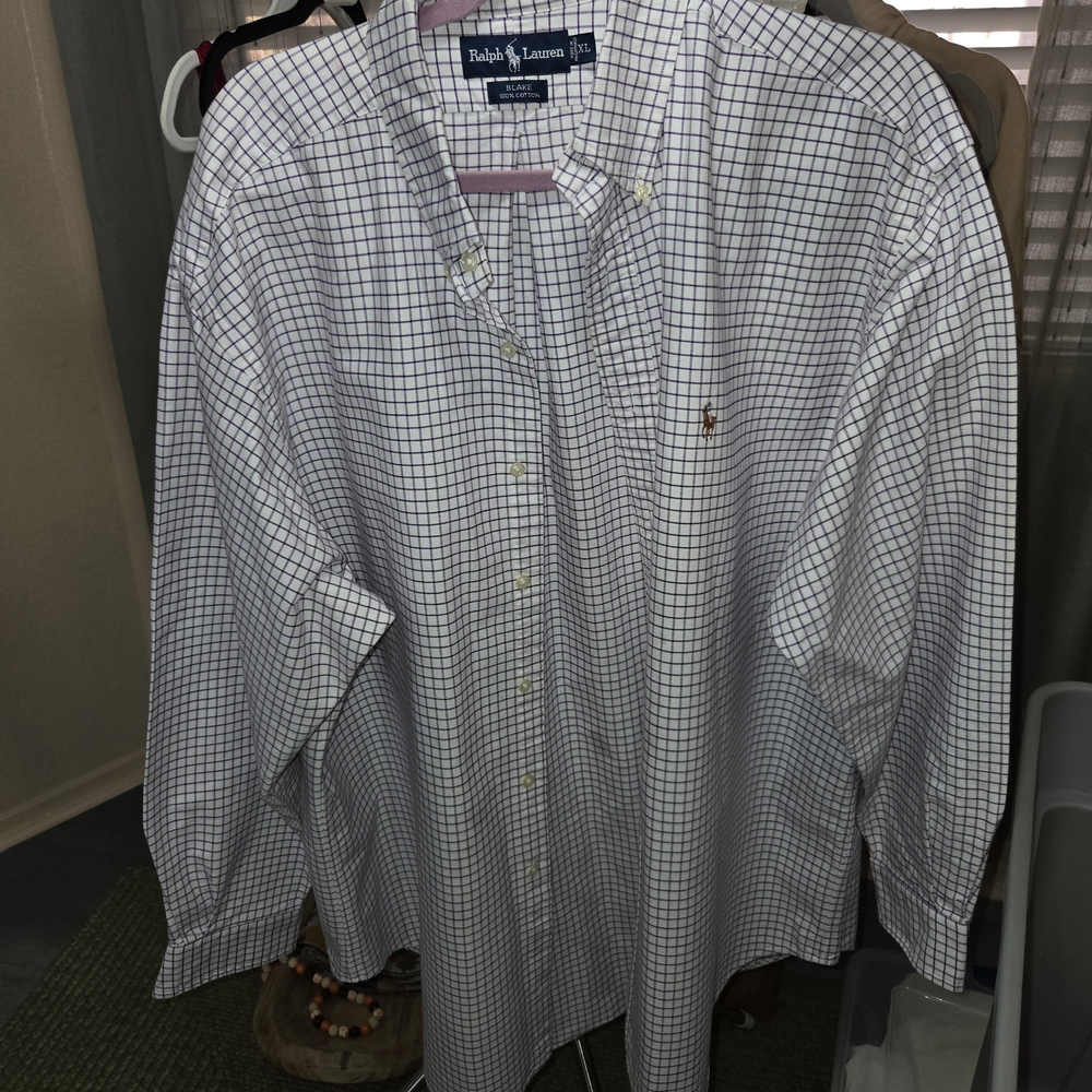 Ralph Lauren Men's White Checkered Shirt